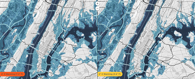 Sea level lock-in maps by Climate Central